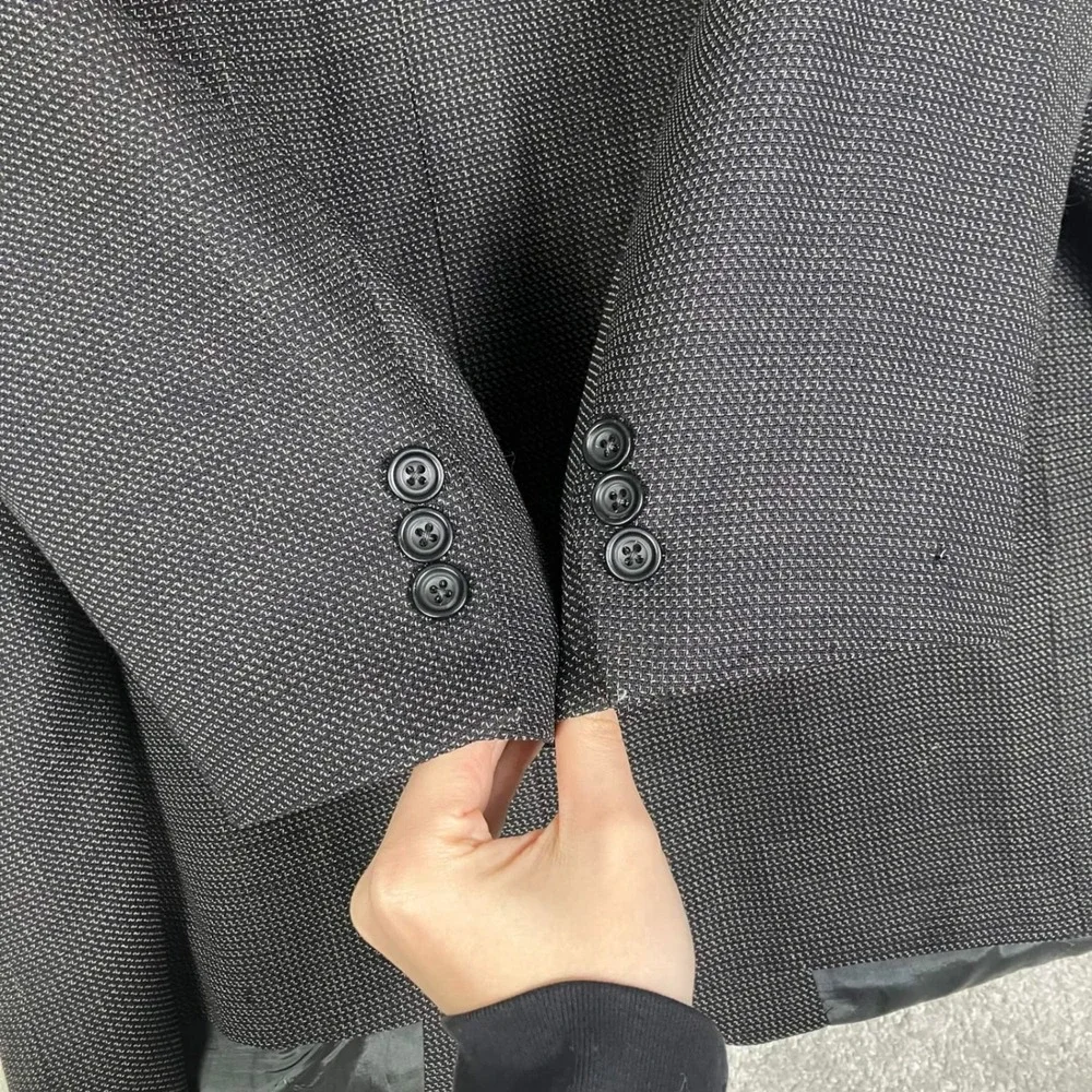 Vintage Yves Saint Laurent Blazer Mens 42R Black Worsted Wool Made in Canada